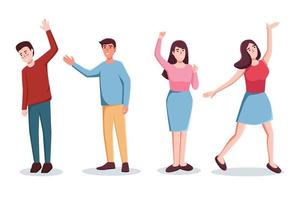 set of character people various movements vector illustration