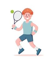 people character playing tennis vector illustration