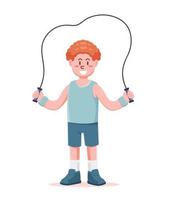 Person jumping with skipping rope vector illustration