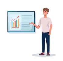 character presentation graph chart business concept vector illustration