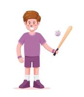 béisbol jugador con murciélago y pelota vector ilustración