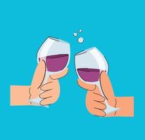 saludos copas de vino ilustración vectorial vector