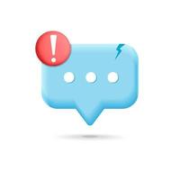 3d vector not delivered chat message or alert warning attention disconnect popup notification symbol design