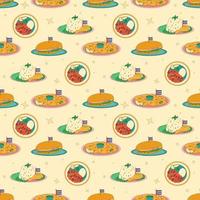 Cuban food seamless pattern. Traditional Cuban dish. Vector illustration