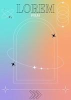 Modern blurred gradient poster in trendy 90s, 00s psychedelic style with geometric shapes. Y2K aesthetic. Poster template for social media posts, digital marketing, sales promotion. vector