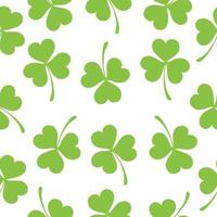 Seamless pattern of clover leaves. Vector illustration, white background.