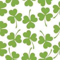 Seamless pattern of clover leaves. Vector illustration, white background.