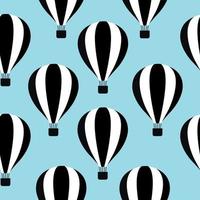 Seamless balloon pattern. Black and white illustration on a blue background. vector