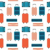 Seamless pattern of suitcases for travel and leisure. Colorful color illustration highlighted on a white background. vector