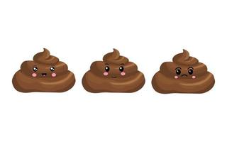 Poop is a cute funny cartoon smiley face with the character's excrement, set in isolation on a white background vector