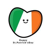 Saint Patrick day Ireland loves flag cute character vector illustration