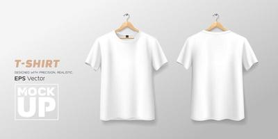 blanco t camisa frente y espalda Bosquejo colgando realista, modelo diseño, eps10 vector ilustración.