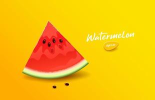 Watermelon red fresh cut in half design on yellow background. EPS10 vector illustration