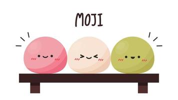Cute Mochi cartoon vector. Mochi icon vector. Japanese rice dessert. vector