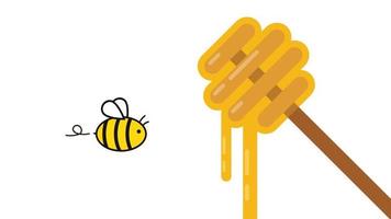 Honey scoop on white background. Honey stretch. Bee vector. Bee character. vector