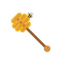 Honey scoop on white background. Honey stretch. Bee vector. Bee character. vector