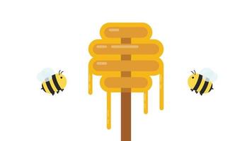 Honey scoop on white background. Honey stretch. Bee vector. Bee character. vector