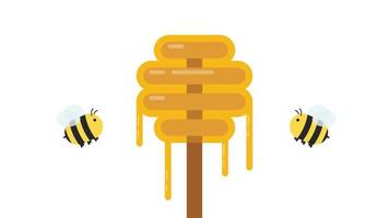 Honey scoop on white background. Honey stretch. Bee vector. Bee character. vector