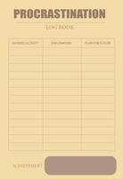 PROCRASTINATION log book vector