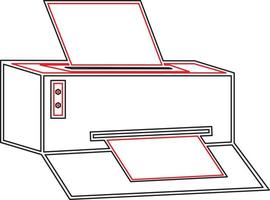Abstract printer icon illustration simulator, office printing technology tool for photo and text vector