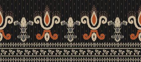 African Ikat paisley embroidery. Batik Textile ikat print seamless pattern digital vector design for Print saree Kurti Borneo Fabric border brush party wear