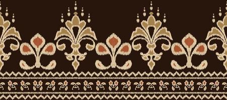African Ikat paisley embroidery. Ethnic ikat seamless Pattern embroidery. Batik textile seamless pattern digital vector design for Print saree Kurti Borneo Fabric border Ikkat Dupatta