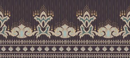 africano ikat cachemir bordado. batik textil ikat huellas dactilares sin costura modelo digital vector diseño para impresión sari curti borneo tela frontera cepillo elegante