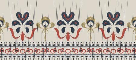 African Ikat paisley embroidery. Batik Textile ikat fabric seamless pattern digital vector design for Print saree Kurti Borneo Fabric border brush stylish