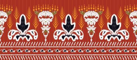 African Ikat paisley embroidery. Batik Textile ikat frame seamless pattern digital vector design for Print saree Kurti Borneo Fabric border Ikkat Dupatta