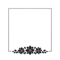 Floral frame template. Square border with hand drawn flower pattern. Vector border with space for text.