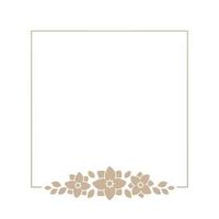 Floral beige square frame. Botanical boho border vector illustration. Simple elegant romantic style for wedding events, card design, logo, labels, social media posts, etc.