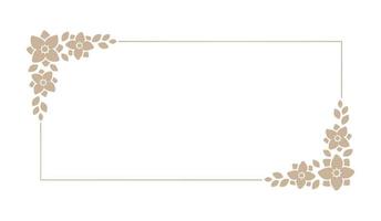 Floral beige rectangle frame. Botanical boho border vector illustration. Simple elegant romantic style for wedding events, card design, logo, labels, social media posts, templates