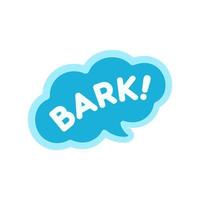 Dog bark animal sound effect text in a speech bubble balloon clipart. Cute cartoon onomatopoeia comics and lettering. vector