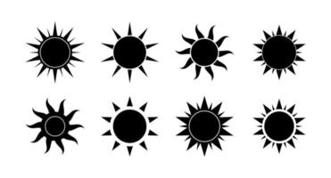 Boho celestial sun icon logo silhouette set. Simple modern abstract design for templates, prints, web, social media posts vector