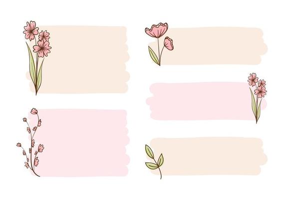 Aesthetic boho floral frame collection. Cute pastel border for card design, wedding, digital print, scrapbook, teacher elements, postcard, poster and more.