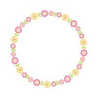 Cute Round Floral Frame Border. Simple minimal flower wreath arrangement perfect for wedding invitations and birthday cards vector