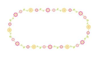 Cute Rounded Oval Floral Frame Border. Simple minimal flower wreath arrangement perfect for wedding invitations and birthday cards vector