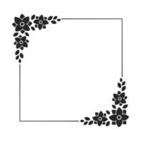 Floral frame template. Square border with hand drawn flower pattern. Vector border with space for text.