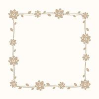 Floral beige square frame. Botanical boho border vector illustration. Simple elegant romantic style for wedding events, card design, logo, labels, social media posts, etc.