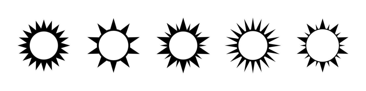 Sun Rays Sunburst Icon Vector Set. Simple minimal modern design.