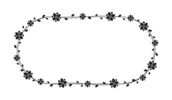 floral guirnalda marco modelo. redondeado oval frontera con vino y mano dibujado flor modelo. vector redondo frontera con espacio para texto.