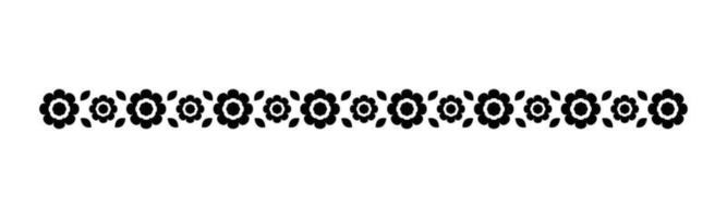 Cute Spring Floral Divider Borders Silhouette. Springtime and Easter flower separators design elements. vector