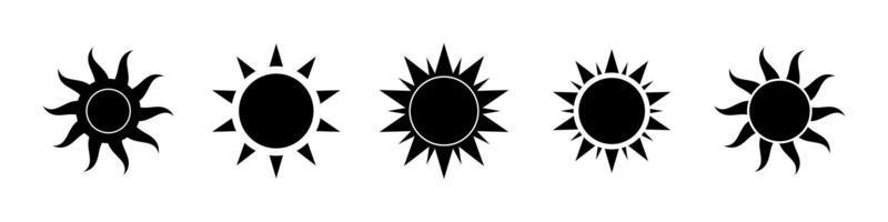 Boho celestial sun icon logo silhouette set. Simple modern abstract design for templates, prints, web, social media posts vector