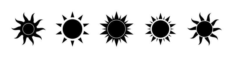 Boho celestial sun icon logo silhouette set. Simple modern abstract design for templates, prints, web, social media posts vector