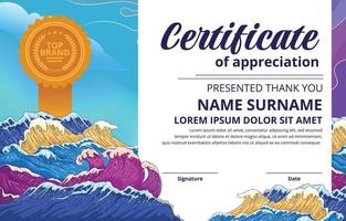 Creative Professional Certificate Template with Wave Elements vector