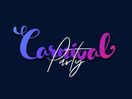 Gradient Color Carnival Party Font on Blue Background. vector