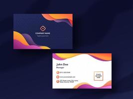 Horizontal Business Card Template Layout With Abstract Waves. vector