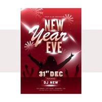 New Year Eve Invitation, Flyer Design With Event Details In Red Color. vector