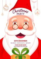 Christmas Party Template or Flyer Design with Cheerful Santa Claus Character and Event Details. vector