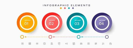 Infographic Elements with Colorful Four Options on White Background for Business Concept. vector